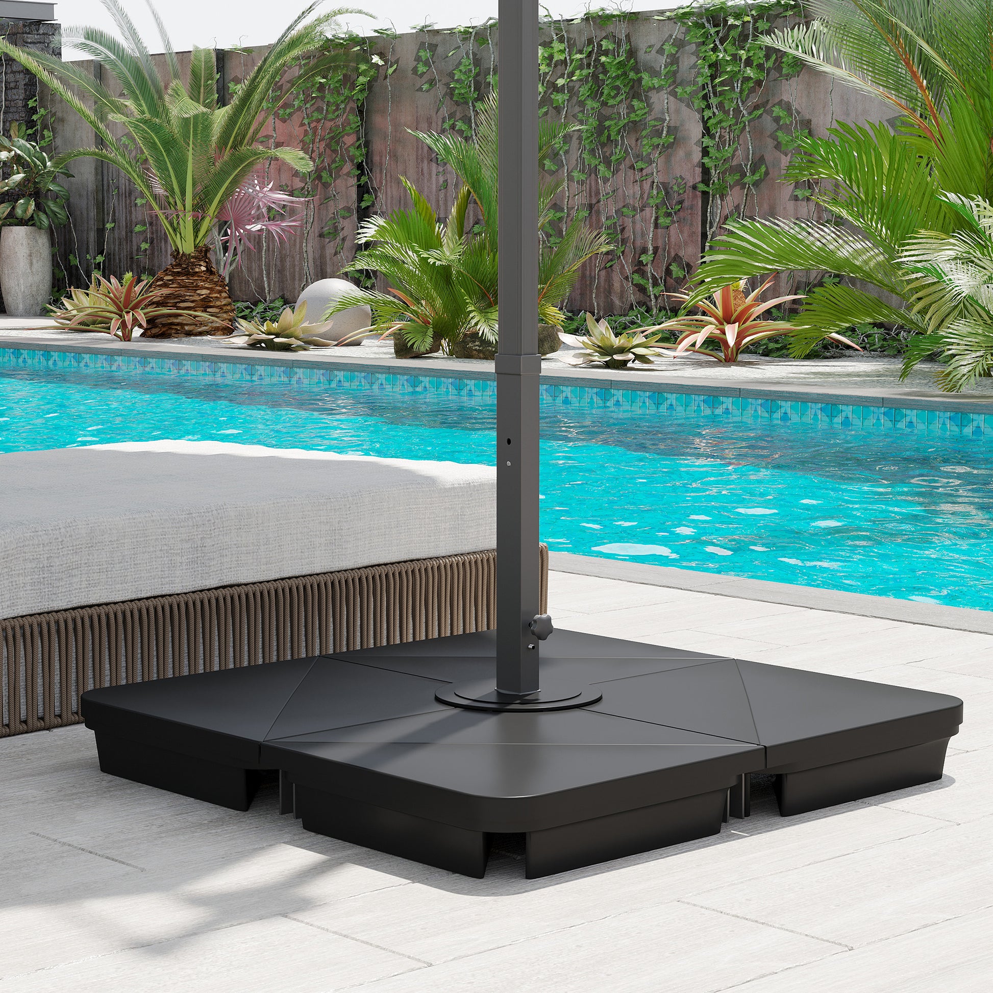 Outsunny Pesos Para Base De Sombrilla En Voladizo De 4 Piezas 90x90x10,5cm Negro_1
