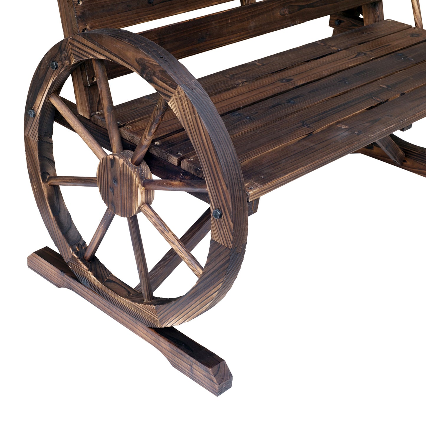 Outsunny Banco De Madera Con Apoyabrazos En Forma Rueda De Carro 105,5x59x75 Cm_4