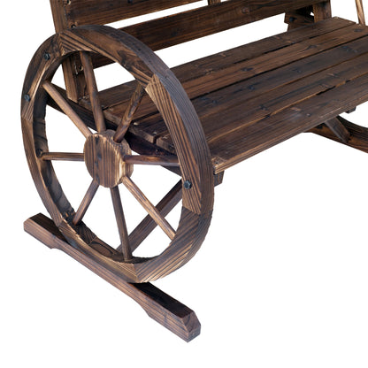Outsunny Banco De Madera Con Apoyabrazos En Forma Rueda De Carro 105,5x59x75 Cm_4