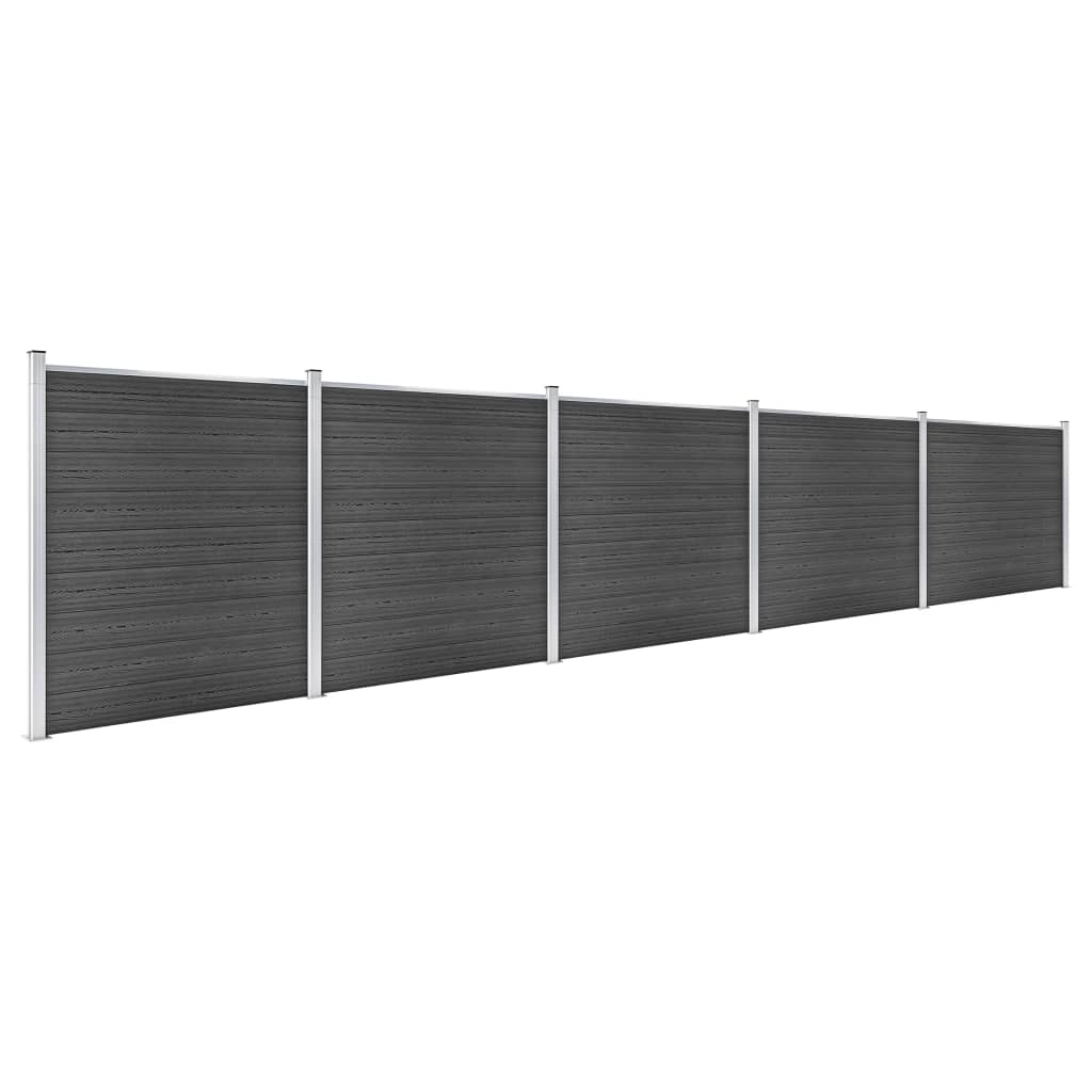 Juego De Paneles De Valla Wpc Negro 872x186 Cm / Vetonek_1