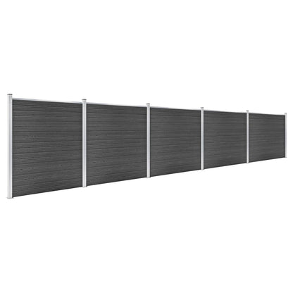 Juego De Paneles De Valla Wpc Negro 872x186 Cm / Vetonek_1