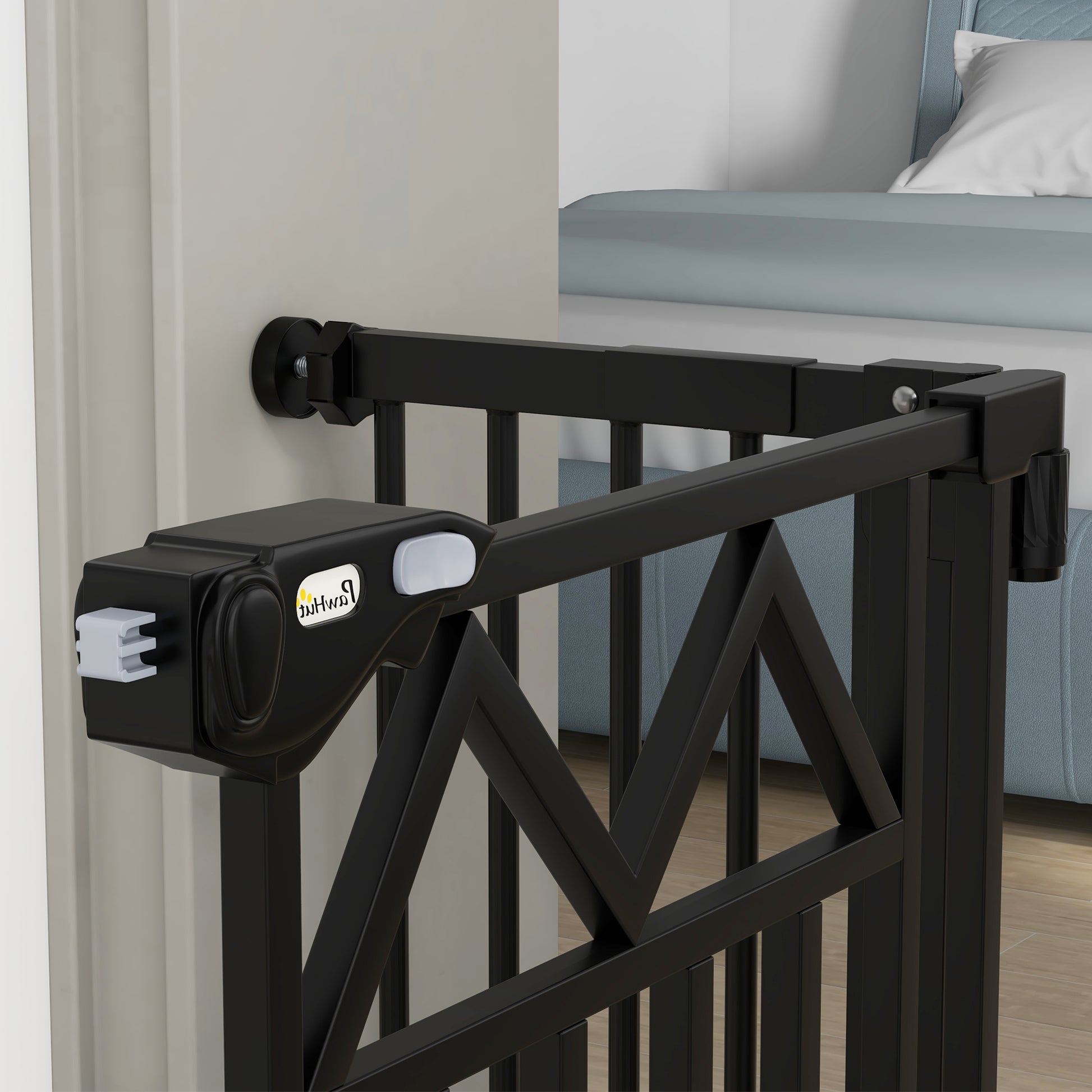 Pawhut Barrera De Seguridad Extensible Con Cierre Automático 74-100x76 Cm Negro_3