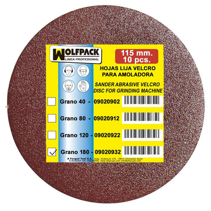Lija Recambio Velcro Amoladora Ø 115 Mm. Grano 180 (10 Piezas)_1