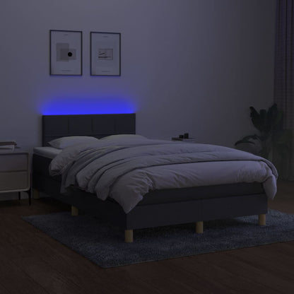 Cama Box Spring Con Colchón Y Led Tela Gris Oscuro 120x200 Cm / Vetonek_5