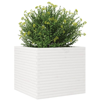 Jardinera Madera Maciza De Pino Blanco 80x80x68,5 Cm_3
