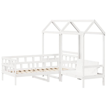 Sofá Cama Con Techo Madera Maciza De Pino Blanco 80x200 Cm_2