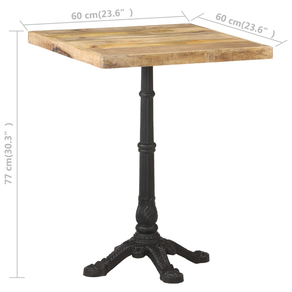 Mesa De Bistró Madera De Mango Rugosa 60x60x77 Cm_4
