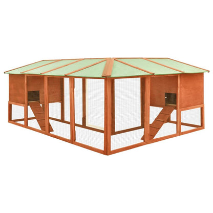 Vidaxl Conejera De Exterior Con Corredor Madera Maciza Abeto Marrón_3
