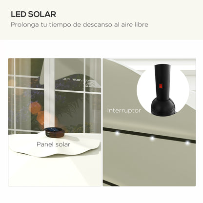 Outsunny Sombrilla De Jardín Ø292x254 Cm Con 32 Luces Led Solares Crema_3