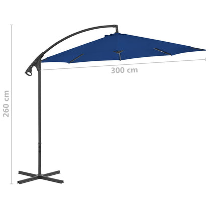 Vidaxl Sombrilla Jardín Voladiza Con Palo De Acero Azul Celeste 300 Cm_2