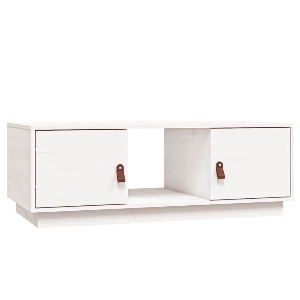Mesa De Centro De Madera Maciza De Pino Blanco 100x50x35 Cm_0