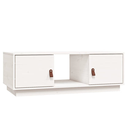 Mesa De Centro De Madera Maciza De Pino Blanco 100x50x35 Cm_0