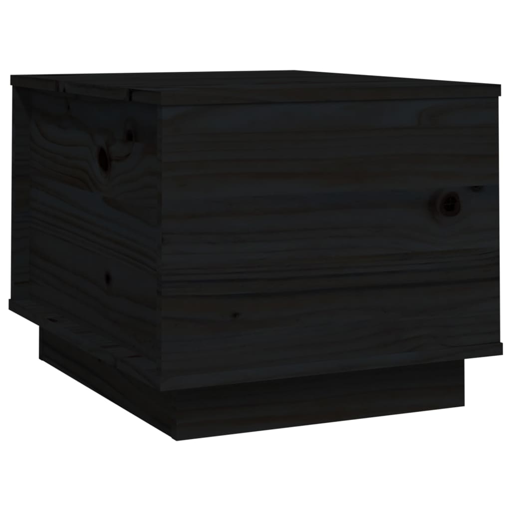 Mesa De Centro De Madera Maciza De Pino Negro 40x50x35 Cm_0