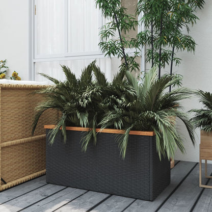 Jardinera De Ratán Sintético Negra 80x40x40 Cm_1