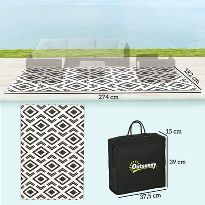 Outsunny Alfombra De Exterior Reversible 182x274 Cm Con Patrón Geométrico_2