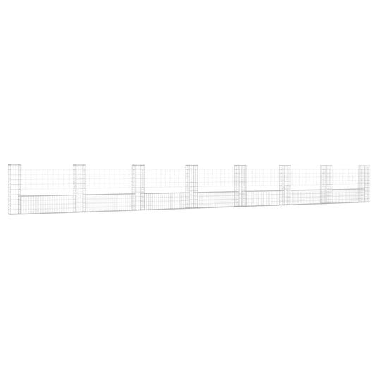 Cesta De Gaviones Forma De U 8 Postes De Hierro 860x20x100 Cm / Vetonek_0