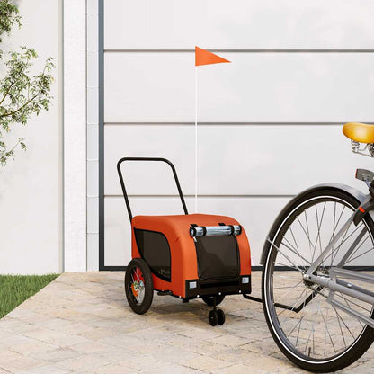 Remolque De Bicicleta Mascotas Hierro Tela Oxford Naranja Negro_1