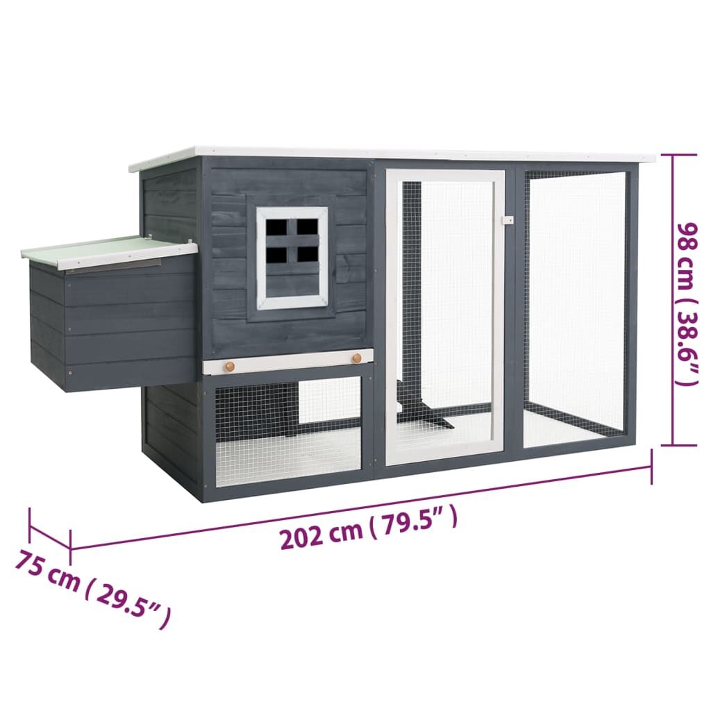 Vidaxl Gallinero Con 1 Jaula Para Huevos Madera Gris_2