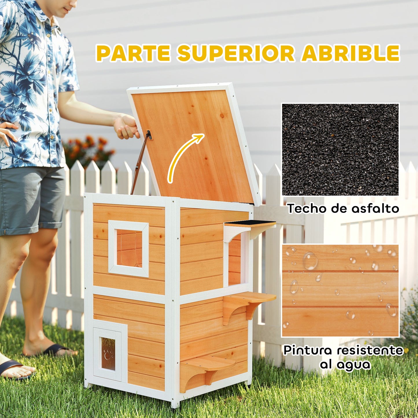 Pawhut Caseta Para Gatos De Madera Exterior_3