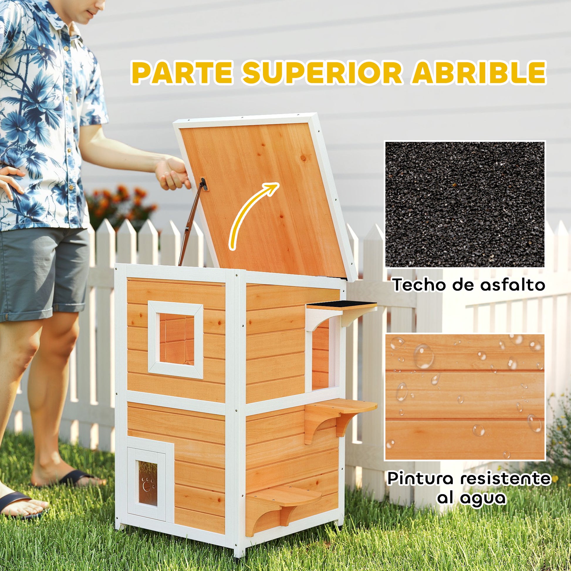 Pawhut Caseta Para Gatos De Madera Exterior_3