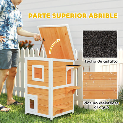 Pawhut Caseta Para Gatos De Madera Exterior_3