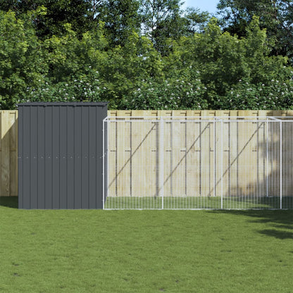 Caseta Perros Con Corral Acero Galvanizado Gris 214x661x181 Cm_1