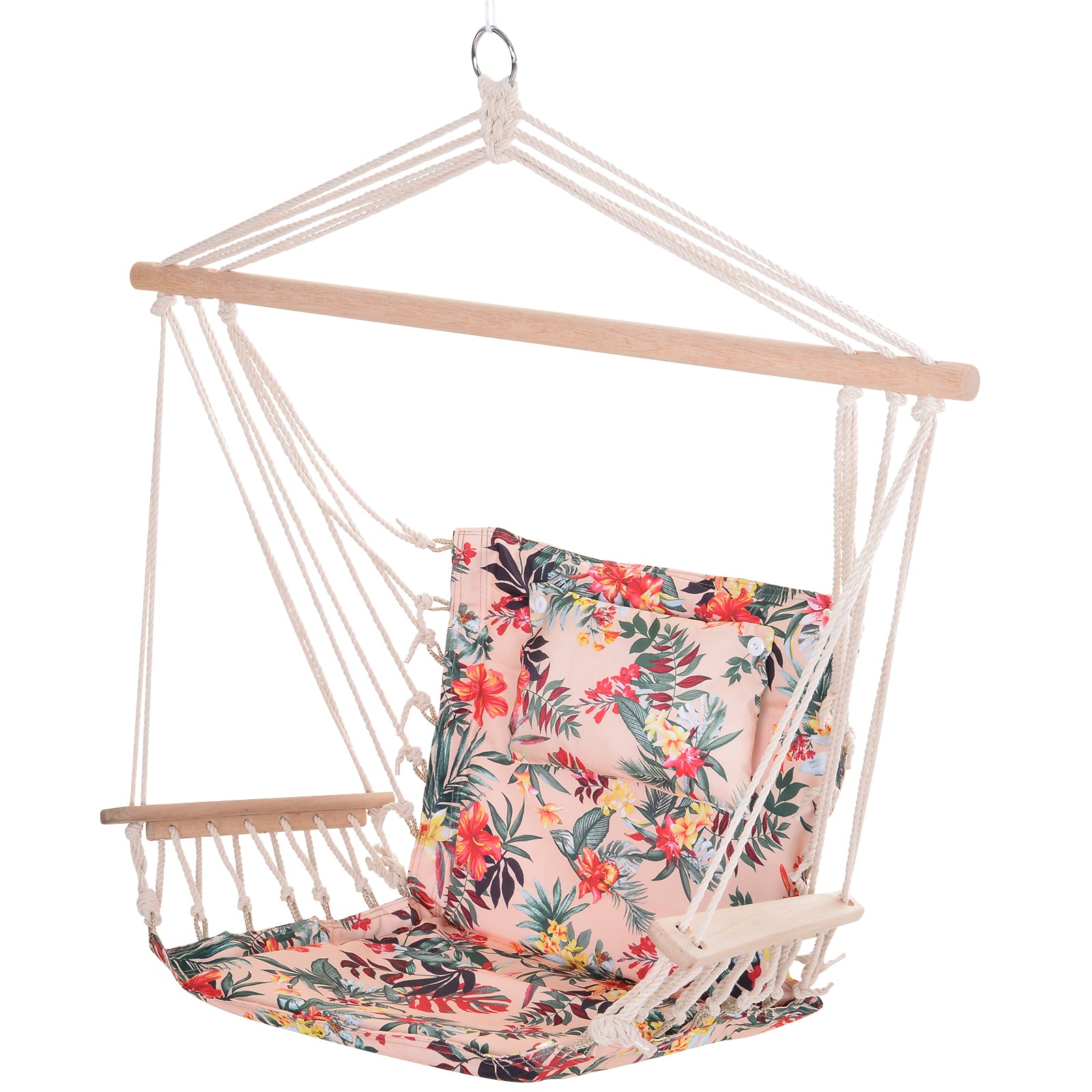 Outsunny Silla Colgante Para Exterior Interior De Flores 100x106cm Carga 100 Kg_0