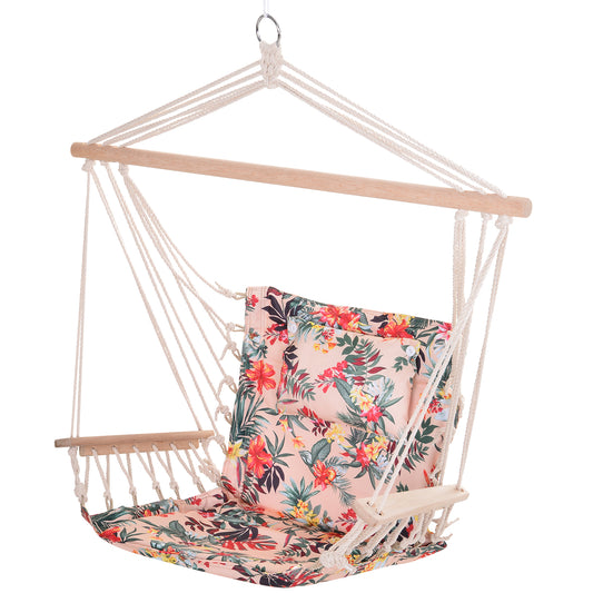 Outsunny Silla Colgante Para Exterior Interior De Flores 100x106cm Carga 100 Kg_0