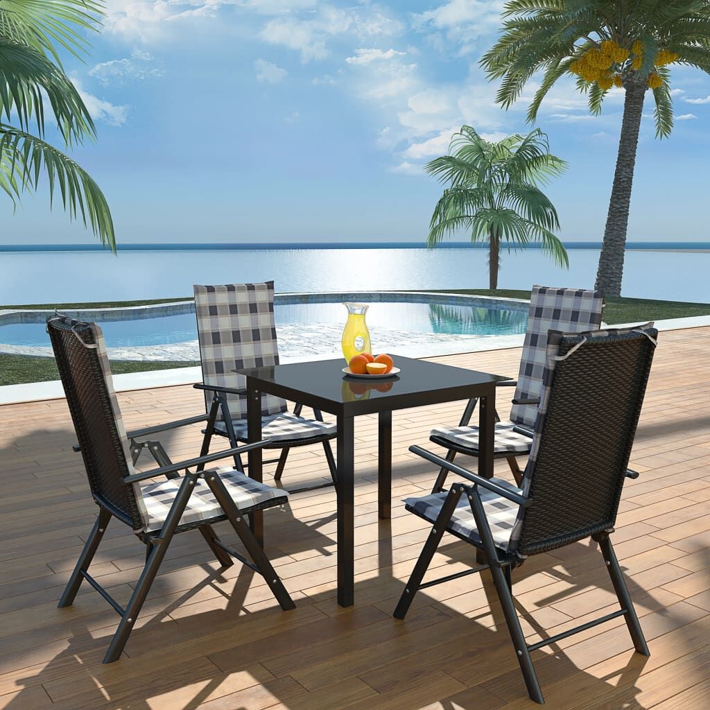 Vidaxl Set Comedor De Jardín 5 Piezas Y Cojines Aluminio Negro_1
