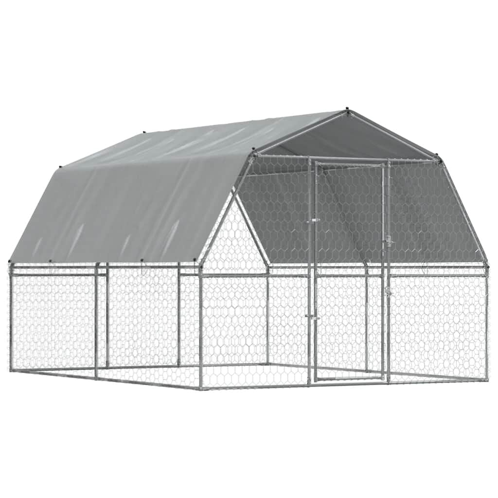 Vidaxl Jaula Para Perros Con Techo Y Puerta Acero Galvanizado Plateado_0