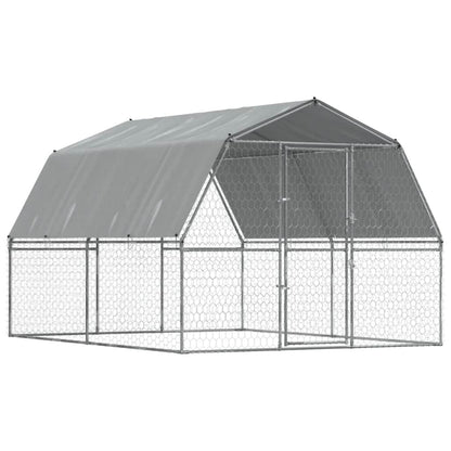Vidaxl Jaula Para Perros Con Techo Y Puerta Acero Galvanizado Plateado_0