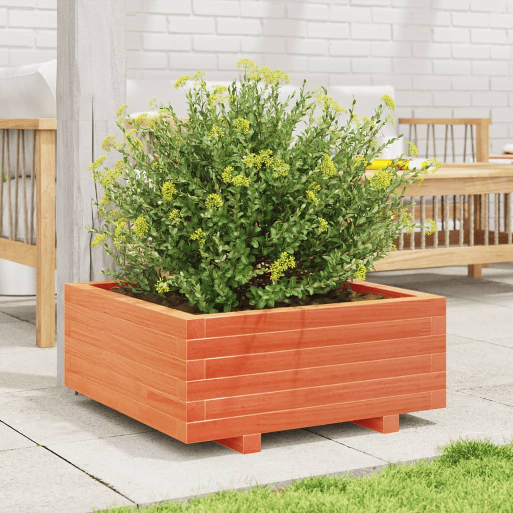 Jardinera De Madera Maciza De Pino Marrón Cera 60x60x26,5 Cm_2