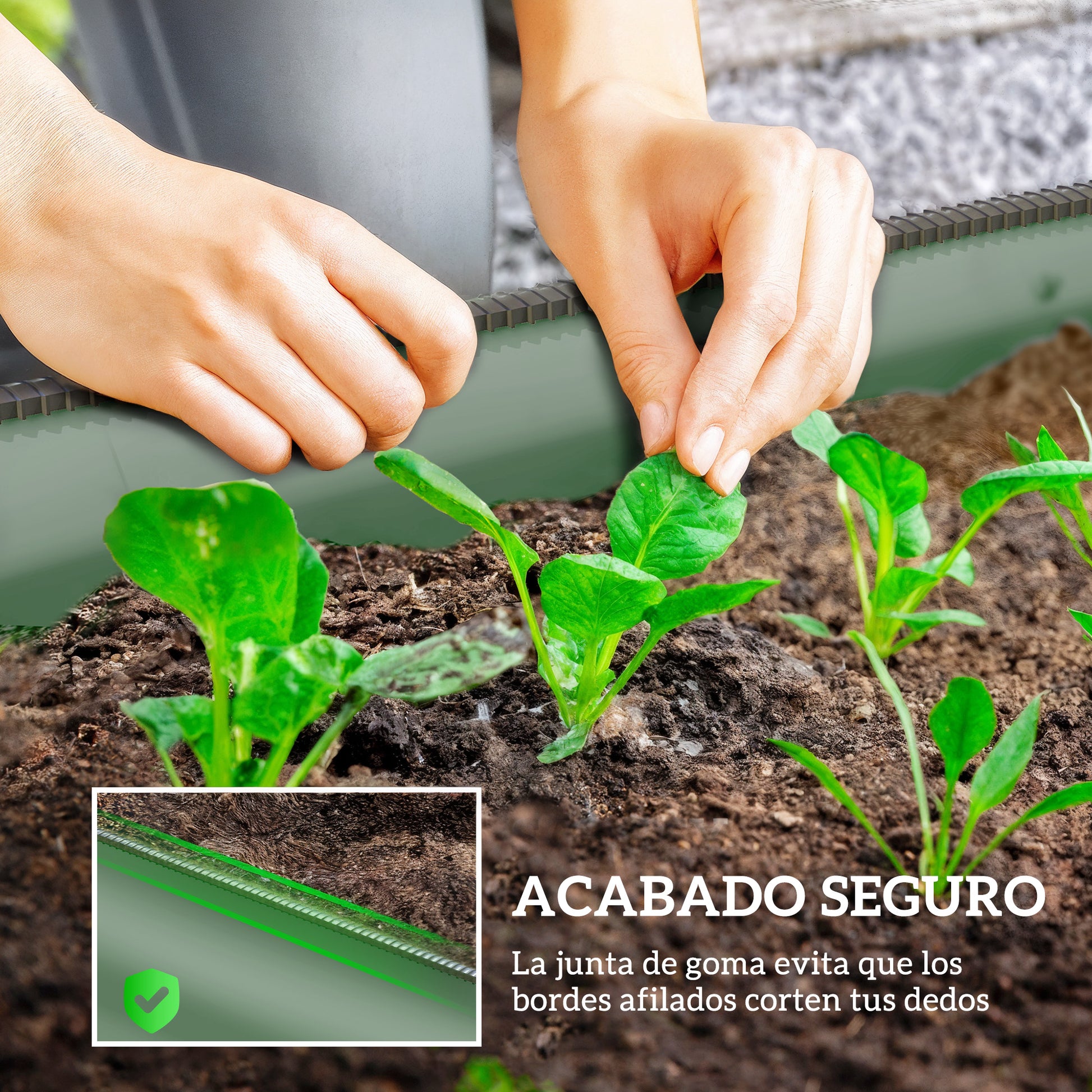 Outsunny Jardinera Exterior Grande De Acero Galvanizado Con Bordes De Seguridad_5