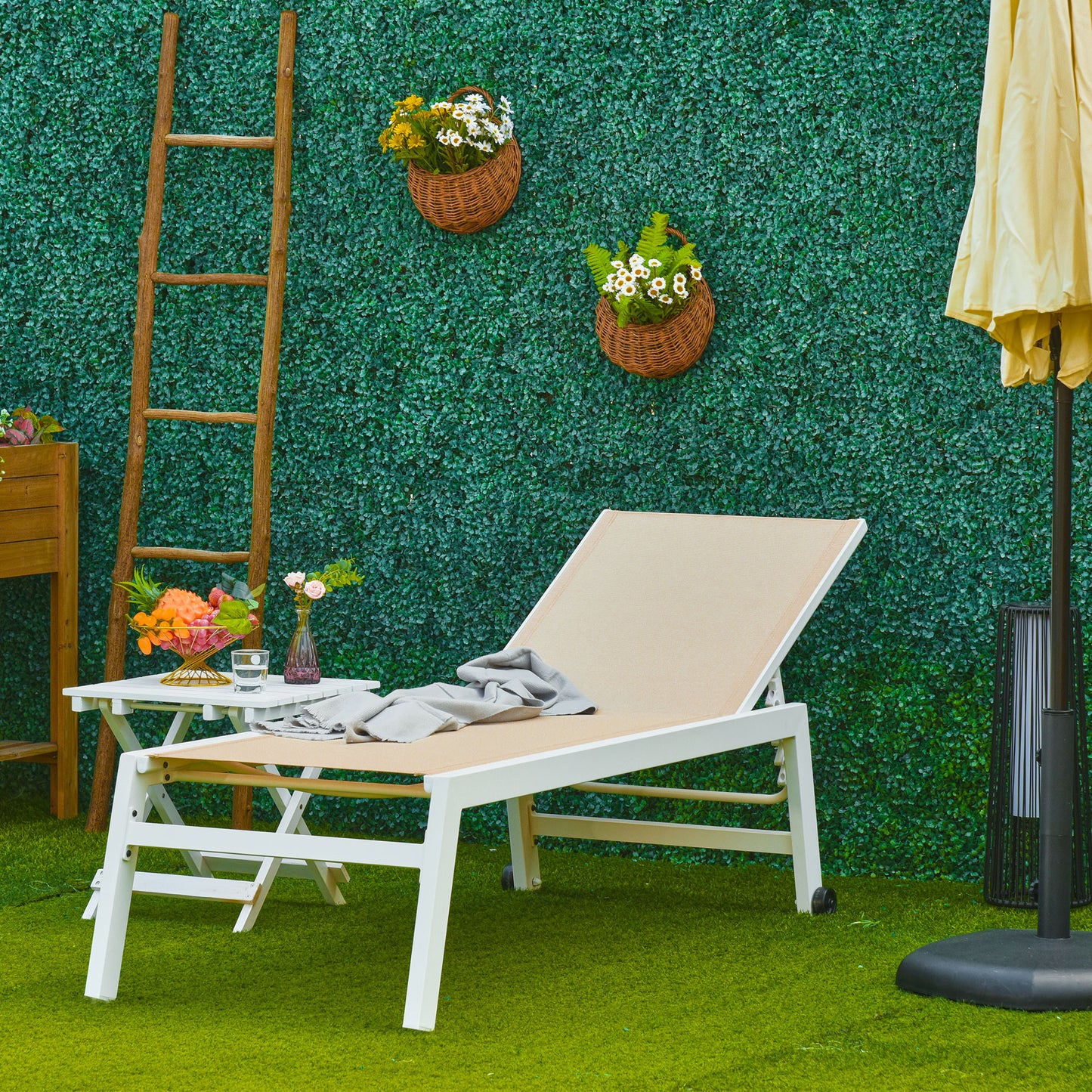 Outsunny Tumbona Con Respaldo Reclinable En 5 Posiciones 169x65x102cm Máx. 120kg_1