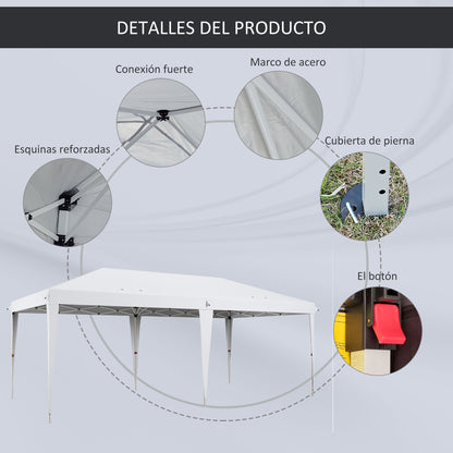 Outsunny Carpa Plegable 6x3 M Con Altura Ajustable Anti-uv Blanco_4