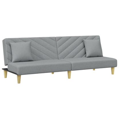 Sofá Cama De 2 Plazas Con Almohadas Y Taburete Tela Gris Claro / Vetonek_5