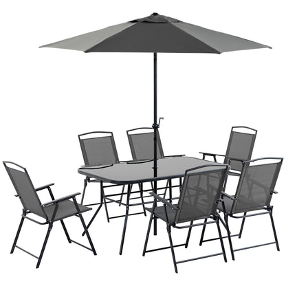 Outsunny Muebles Muebles De Jardín 6 Sillas Plegables Mesa Sombrilla Inclinable_0