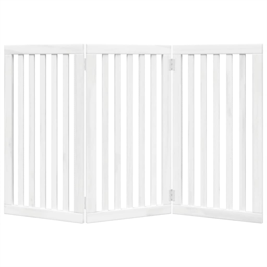 Vidaxl Puerta Para Perros Plegable 3 Paneles Madera Álamo Blanca 150cm_3
