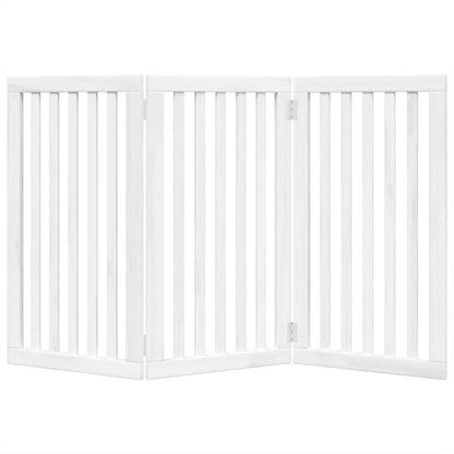 Vidaxl Puerta Para Perros Plegable 3 Paneles Madera Álamo Blanca 150cm_3