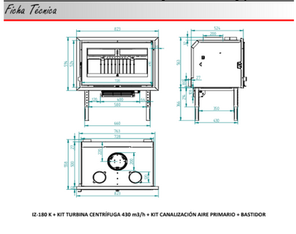 BRICOSOL Insertable de leña panorámico triple combustión y cristal serigrafiado FM Modelo IZ – 180 FKT (Turbina Tangencial)_4