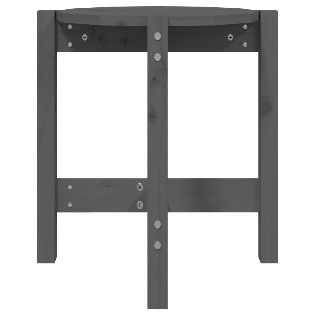 Mesa De Centro De Madera Maciza De Pino Gris Ø42,5x45 Cm_3