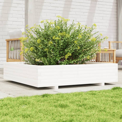 Jardinera De Madera Maciza De Pino Blanca 110x110x26,5 Cm_2