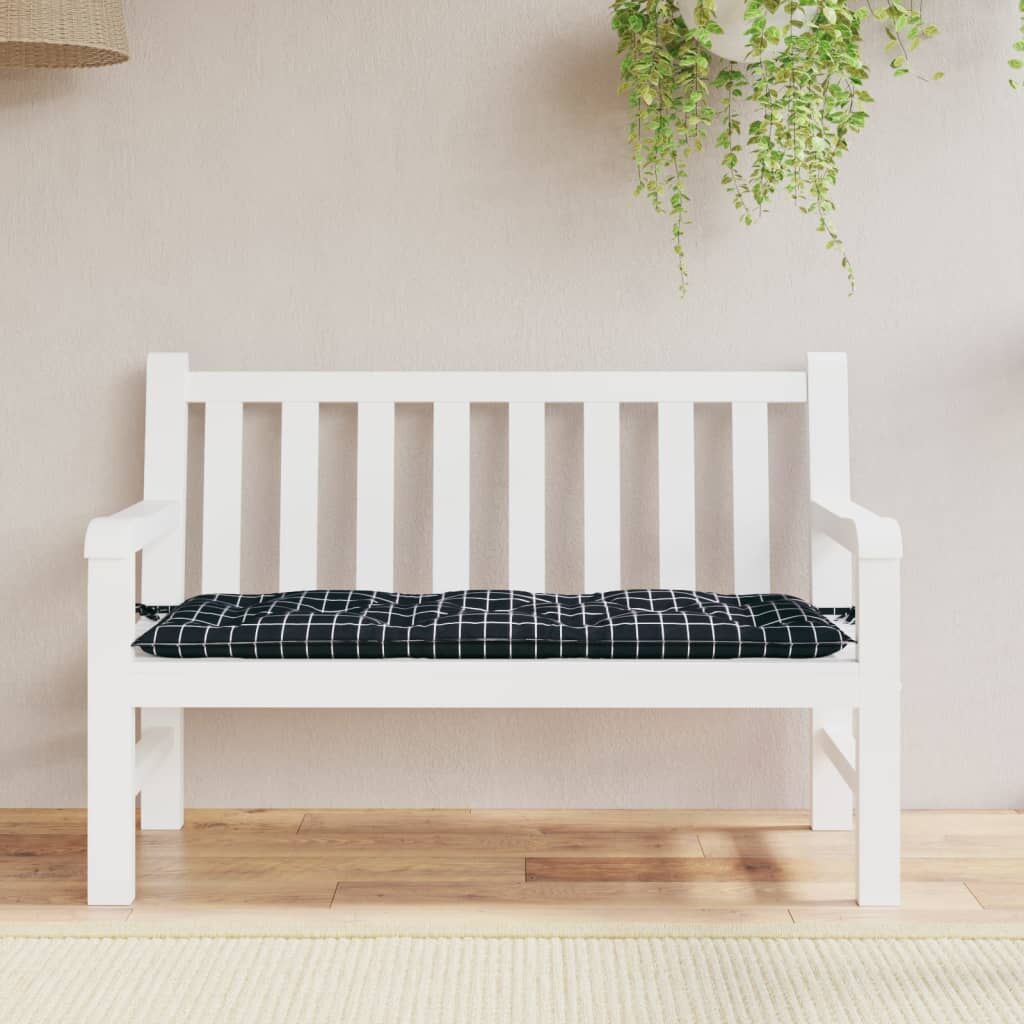 Vidaxl Cojín Para Banco De Jardín Tela A Cuadros Negro 120x50x7 Cm_1