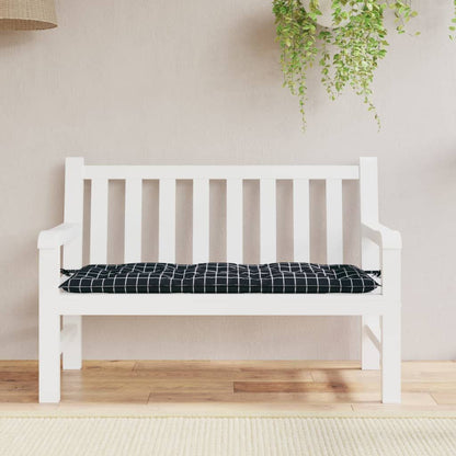 Vidaxl Cojín Para Banco De Jardín Tela A Cuadros Negro 120x50x7 Cm_1
