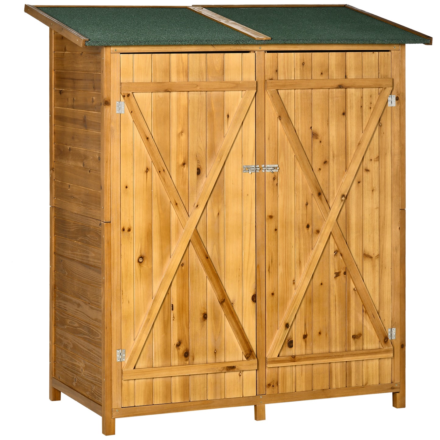 Outsunny Caseta De Jardín De Madera 140x75x157cm Con Techo Asfáltico 2 Puertas_0