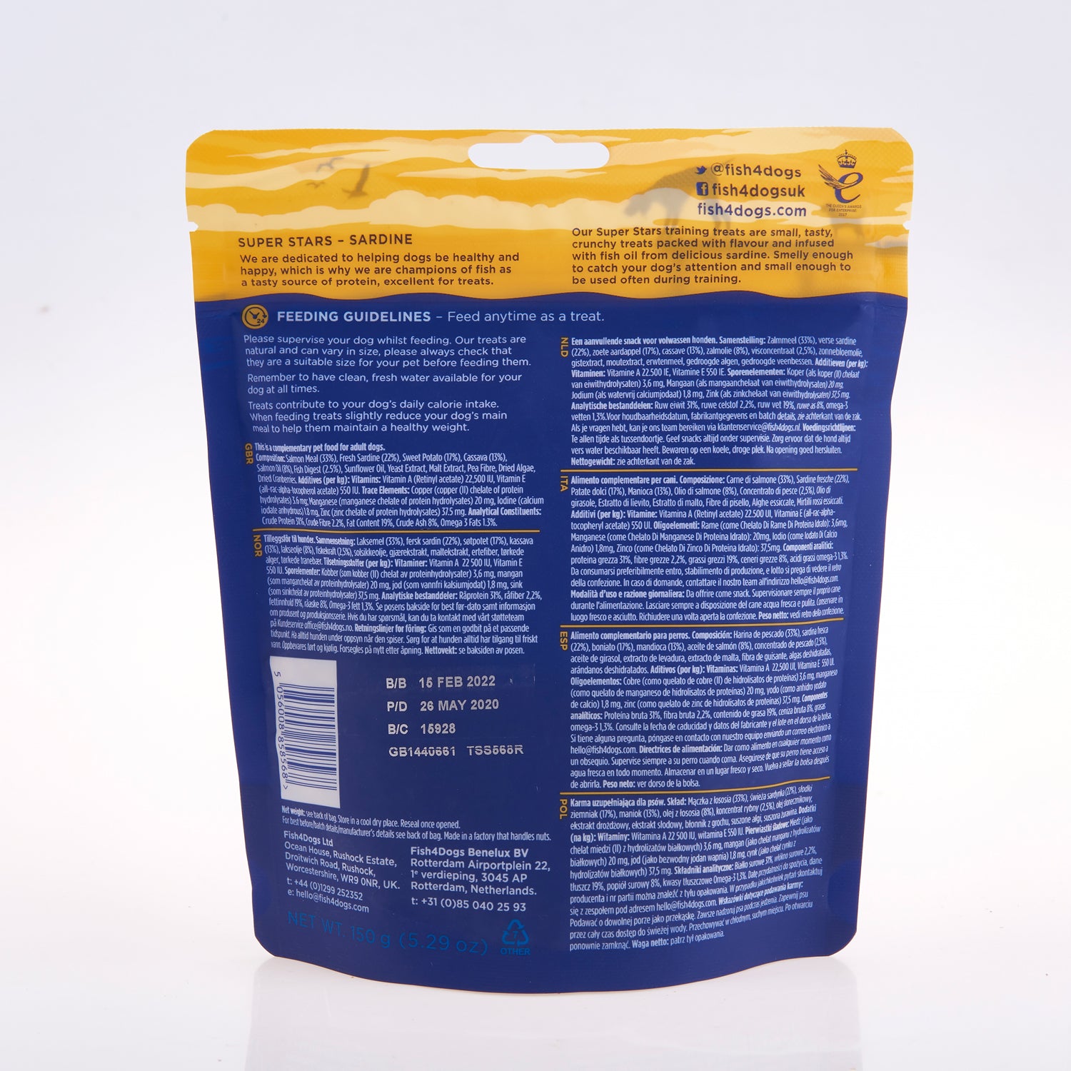 Fish4dogs Snack De Entrenamiento – Superstars Sardina 150 G (pack De 10)