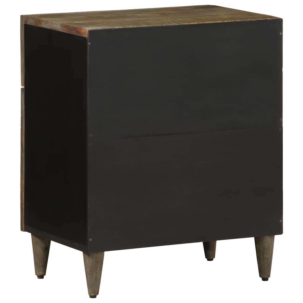 Mesita De Noche Madera Maciza De Mango Gris Claro 50x33x60 Cm_3