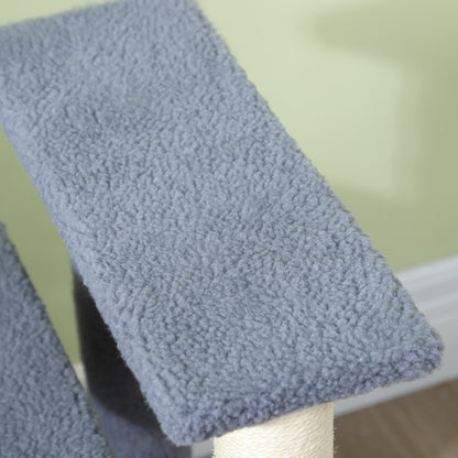 Pawhut Escalera Para Gatos 4 Niveles Cubierto De Suave Felpa 60x40x64 Cm Gris_3