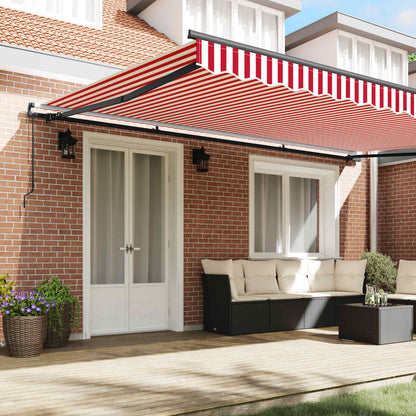 Toldo Retráctil Rojo Y Blanco 500 X 350 Cm Poliéster Y Aluminio_2