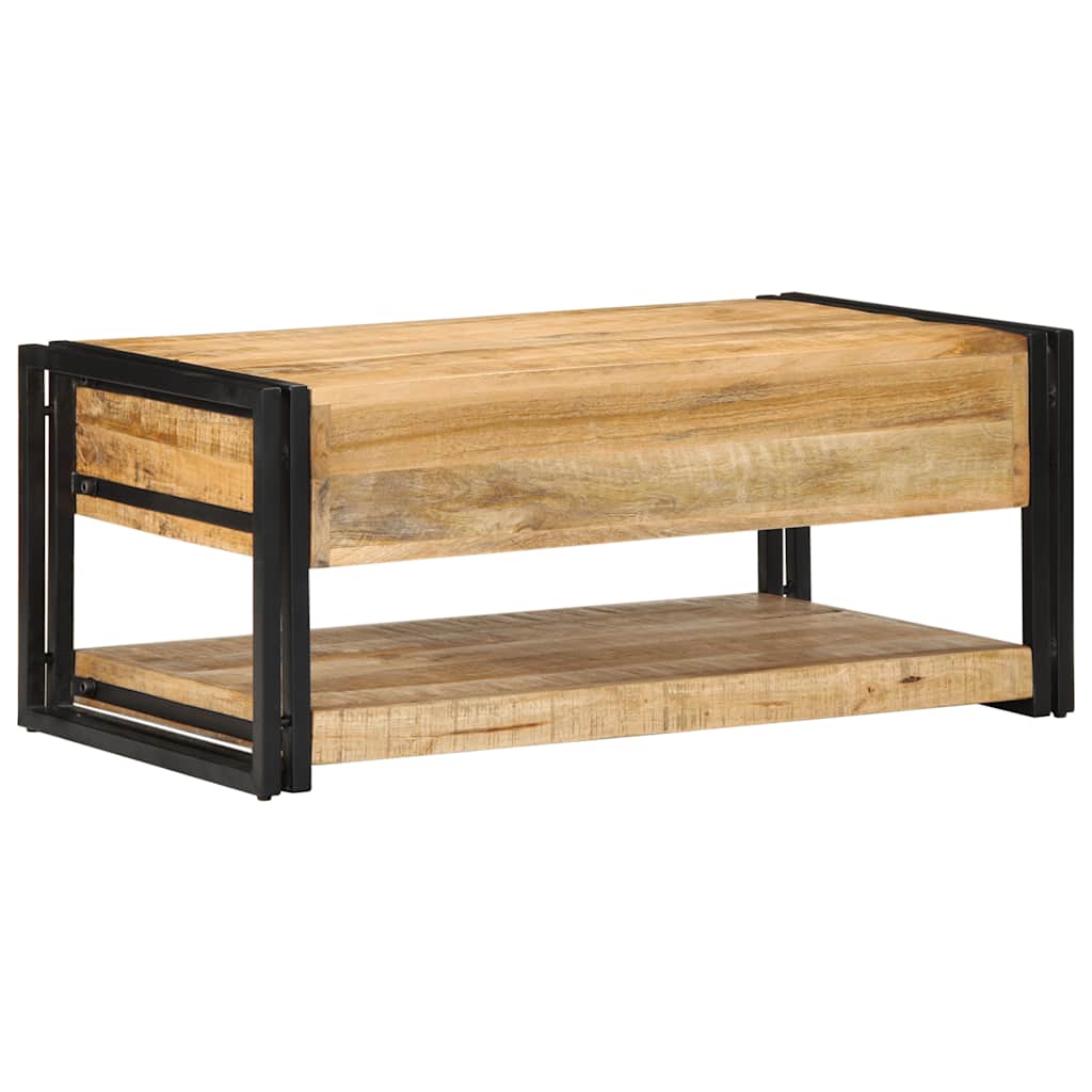 Mesa De Centro 90x50x38 Cm De Madera Maciza De Mango_3